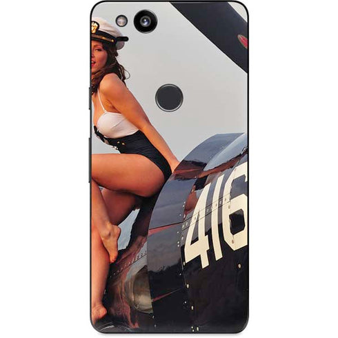 1940s Navy Pin-Up Girl On Corsair Fighter Plane Google Pixel 2 Skin